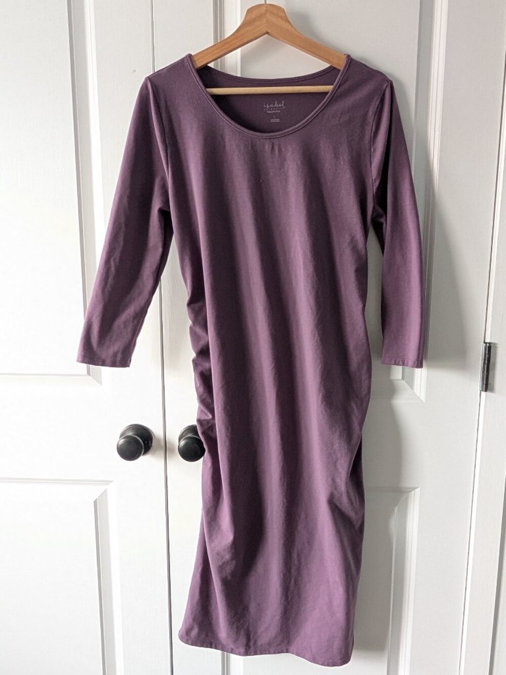 Ingrid & Isabel 3/4-Sleeved Bodycon Purple Dress (Large, Maternity)